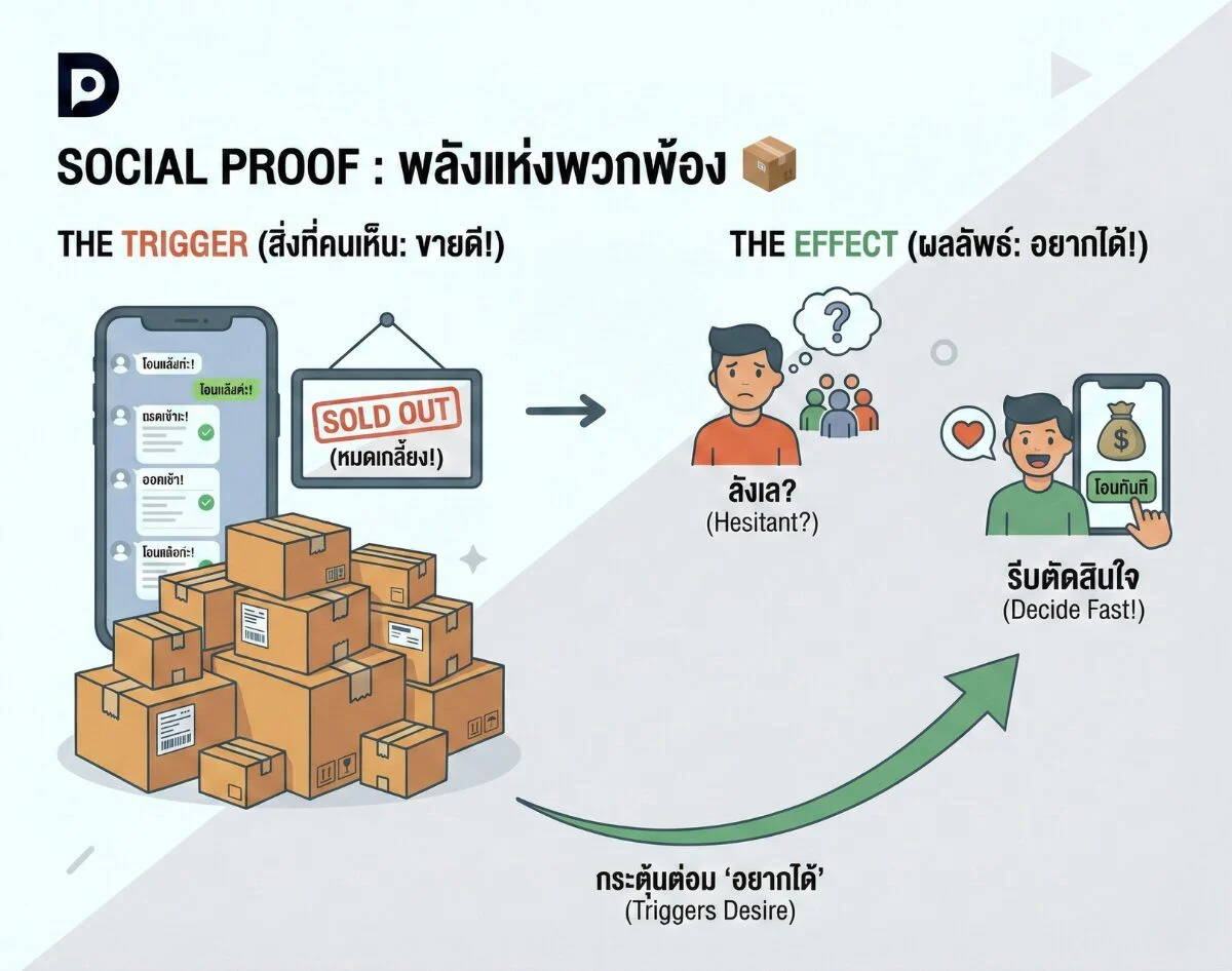 Social Proof พลังแห่งพวกพ้อง จิตวิทยาที่เปลี่ยน "คนมุง" ให้กลายเป็น "คนซื้อ"